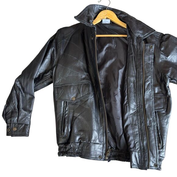 Vintage 90's Flight Path Leather Motorcycle Jacket Small Black - Picture 7 of 16